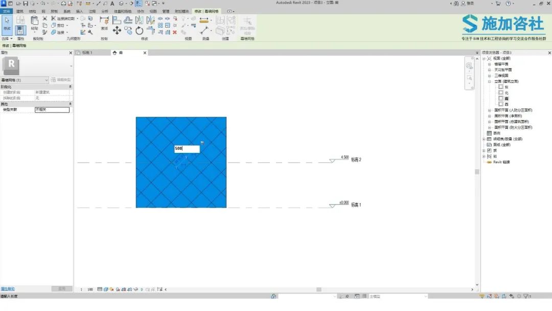 BIM问答|Revit幕墙网格怎么画斜的？Revit如何绘制不等距的斜向幕墙网格？