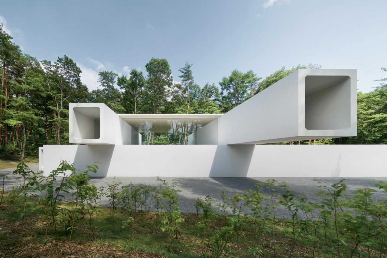 BIM建筑|日本长野极简酒店 Culvert，预制混凝土隧道 / nendo