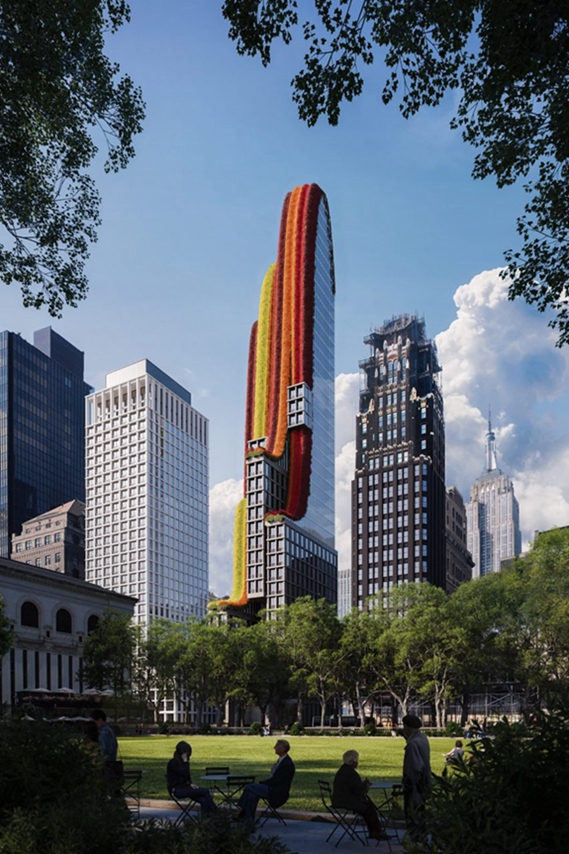 BIM建筑|弗拉尔工作室构想覆盖花朵的曼哈顿塔楼