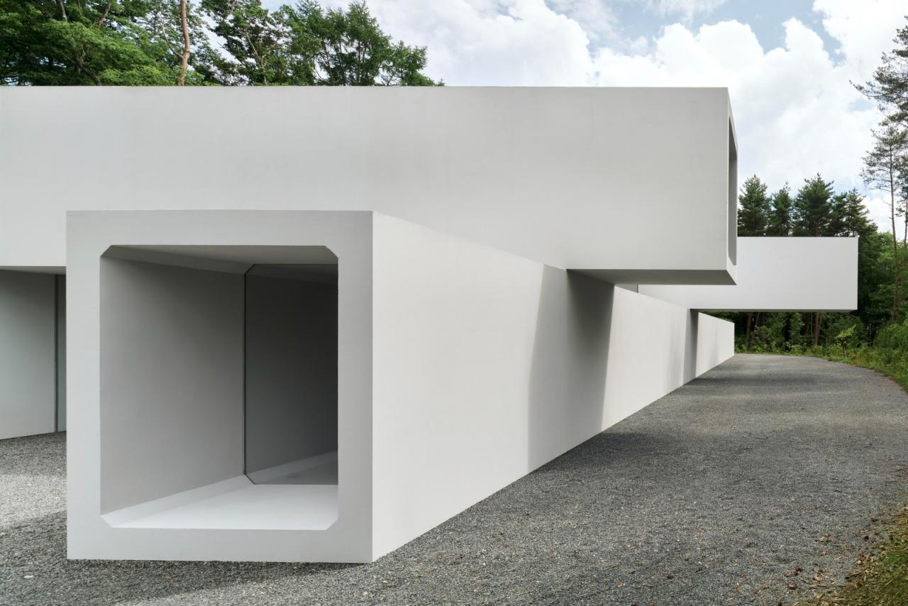 BIM建筑|日本长野极简酒店 Culvert，预制混凝土隧道 / nendo