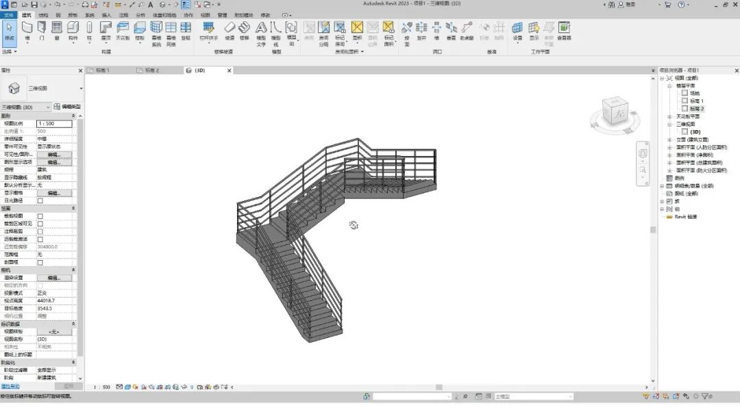 BIM技巧|Revit如何绘制三跑楼梯？Revit三跑楼梯绘制图文教程