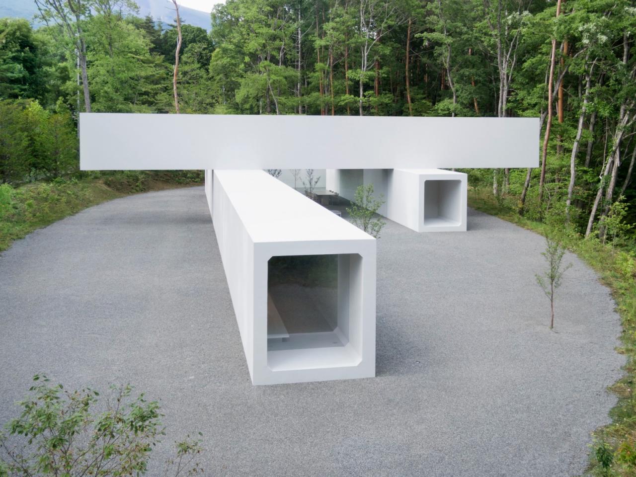 BIM建筑|日本长野极简酒店 Culvert，预制混凝土隧道 / nendo