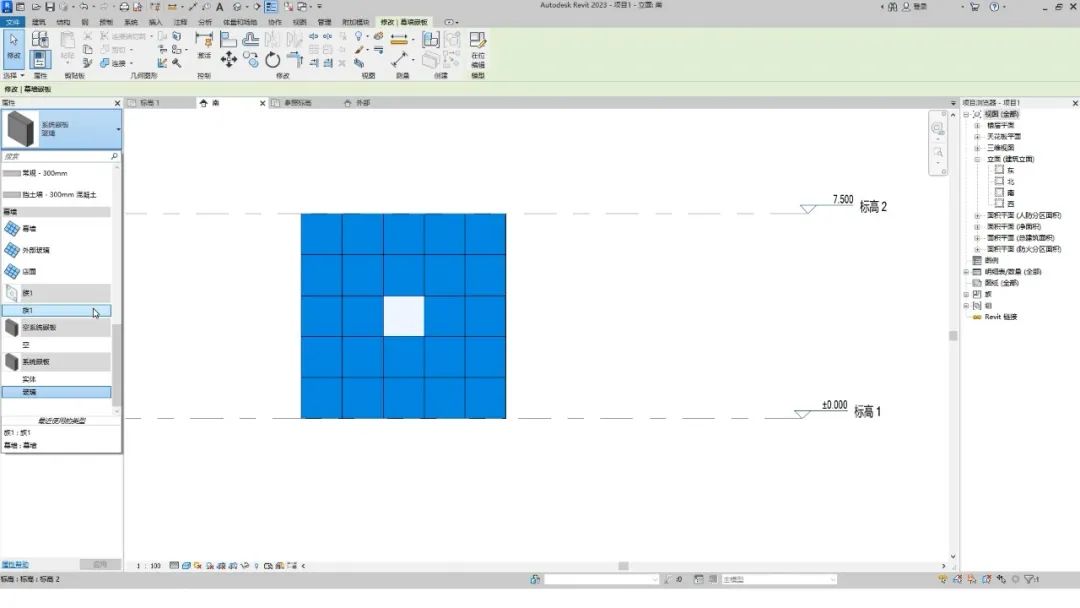 BIM技巧|Revit如何绘制并替换异形幕墙嵌板？两步就能搞定！
