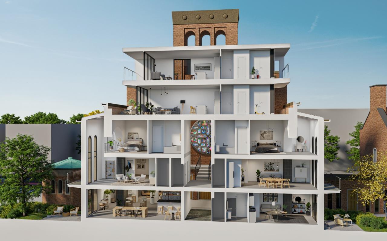 BIM建筑|从教堂到公寓的更新改造 / HOYT Architecten