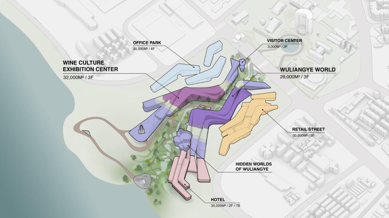 BIM建筑|延伸至岷江的‘峡谷建筑’，五粮·东方酒谷方案公布 / 奥雷·舍人