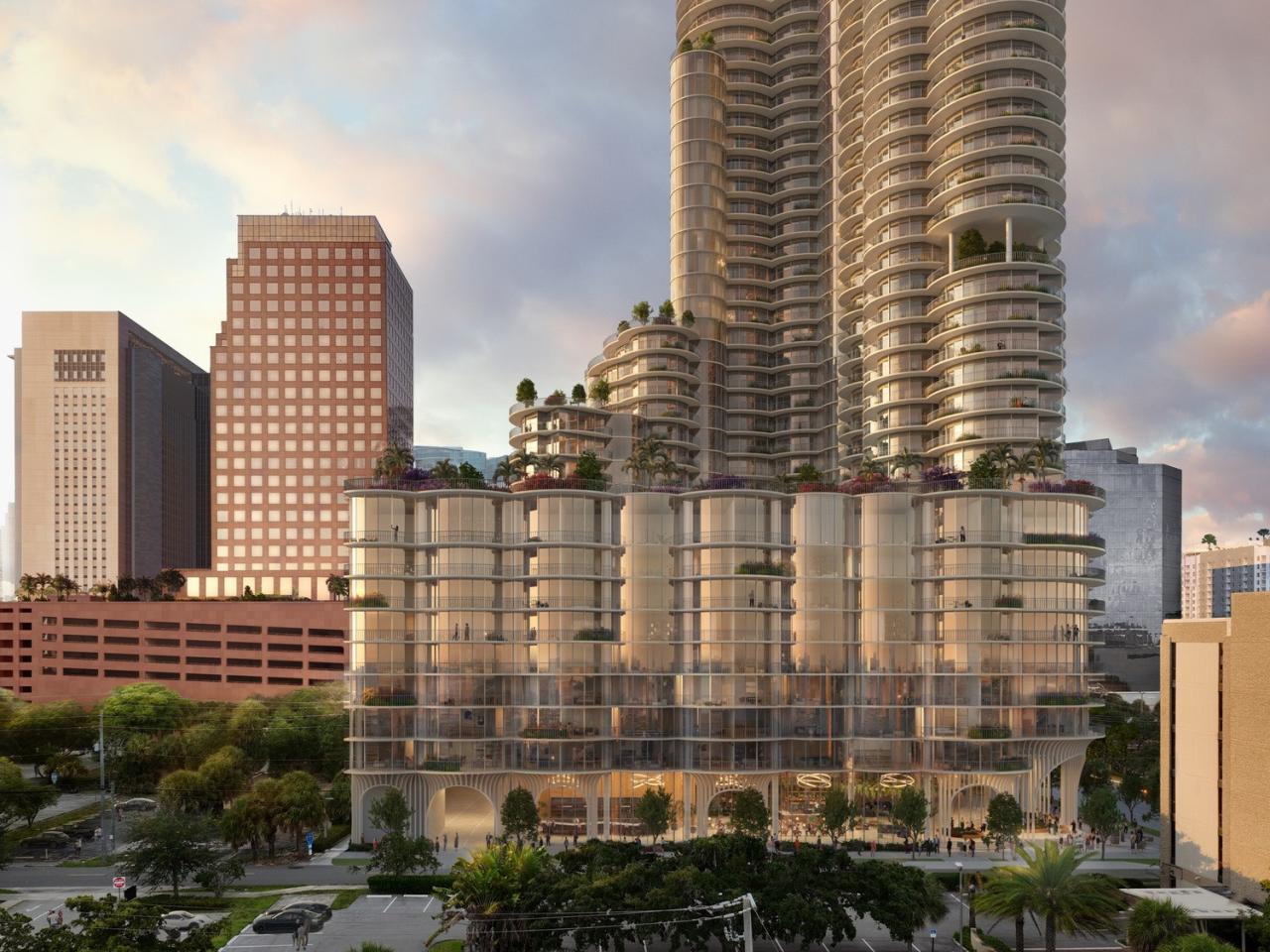 BIM建筑|堆叠圆柱，南佛罗里达综合塔楼方案 / ODA