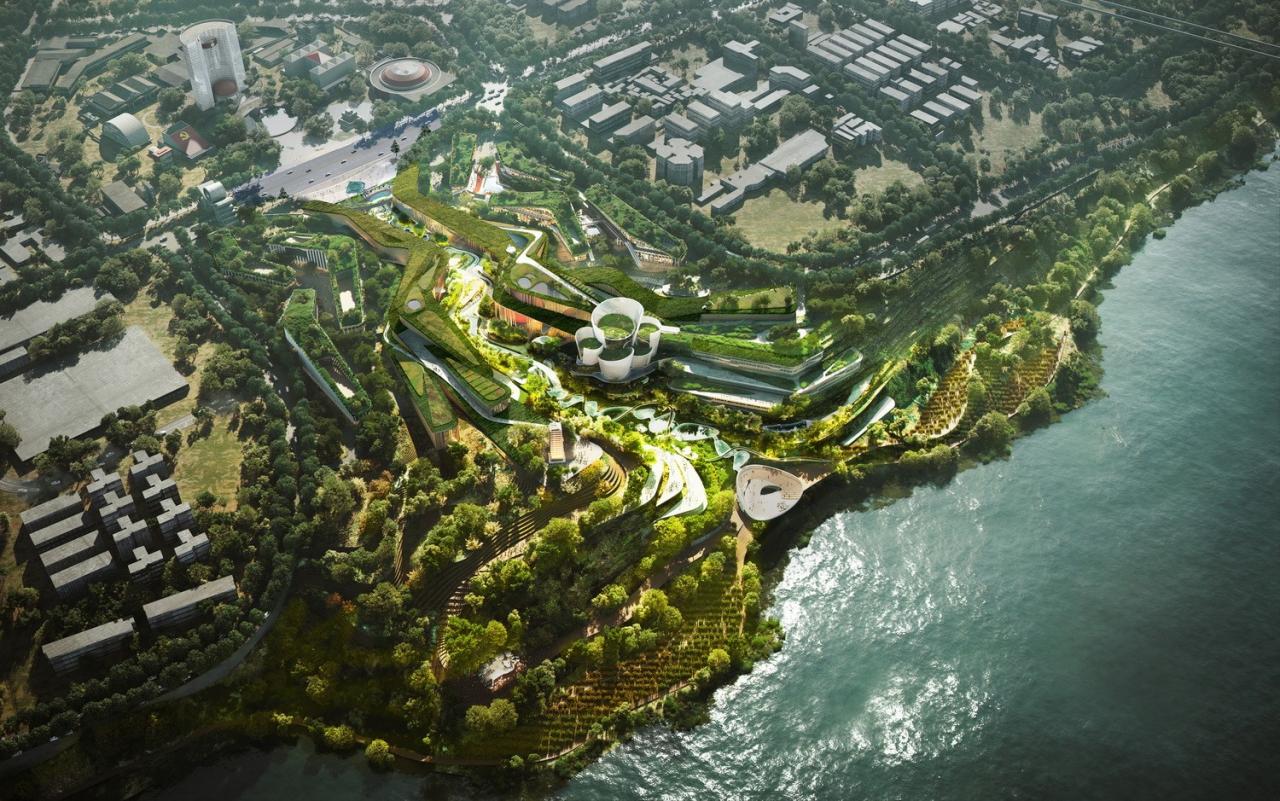 BIM建筑|延伸至岷江的‘峡谷建筑’，五粮·东方酒谷方案公布 / 奥雷·舍人