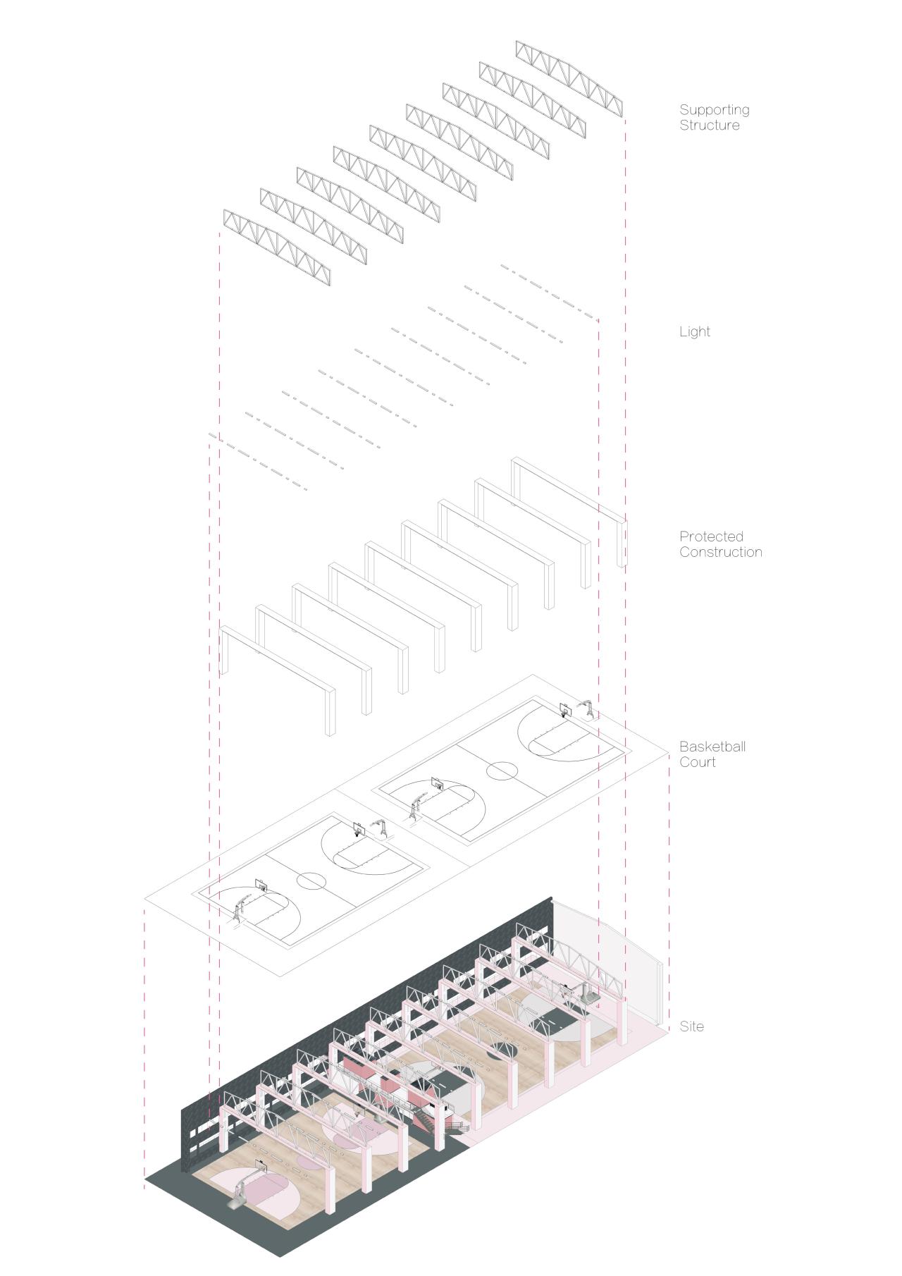BIM建筑|少女心篮球馆：元素体育篮球馆橄榄树店 ，昆明 / 平介设计