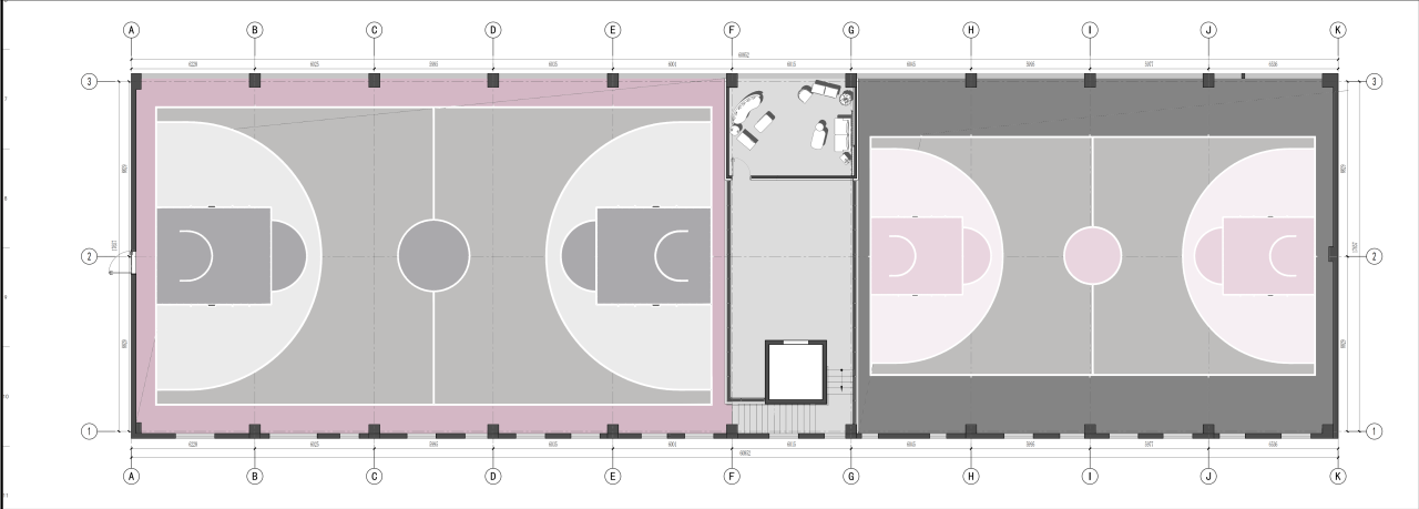 BIM建筑|少女心篮球馆：元素体育篮球馆橄榄树店 ，昆明 / 平介设计