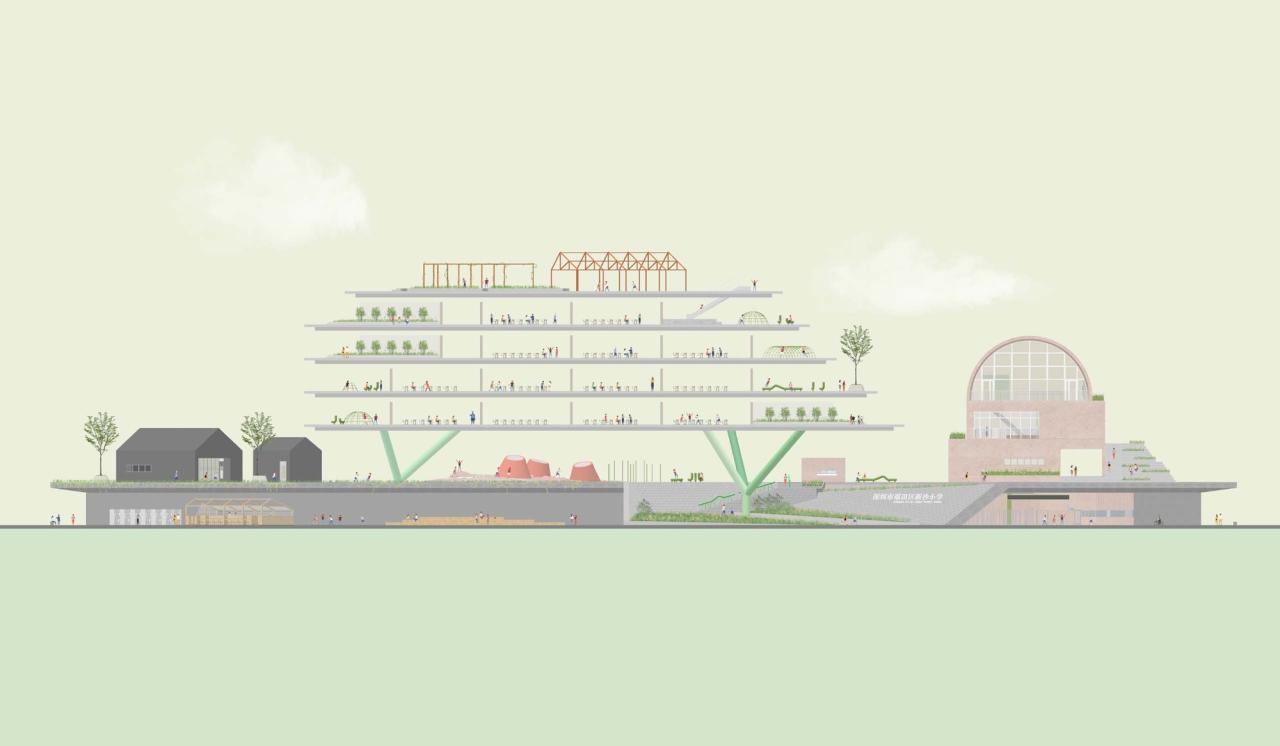 BIM建筑|深圳福田新沙小学 / 一十一建筑