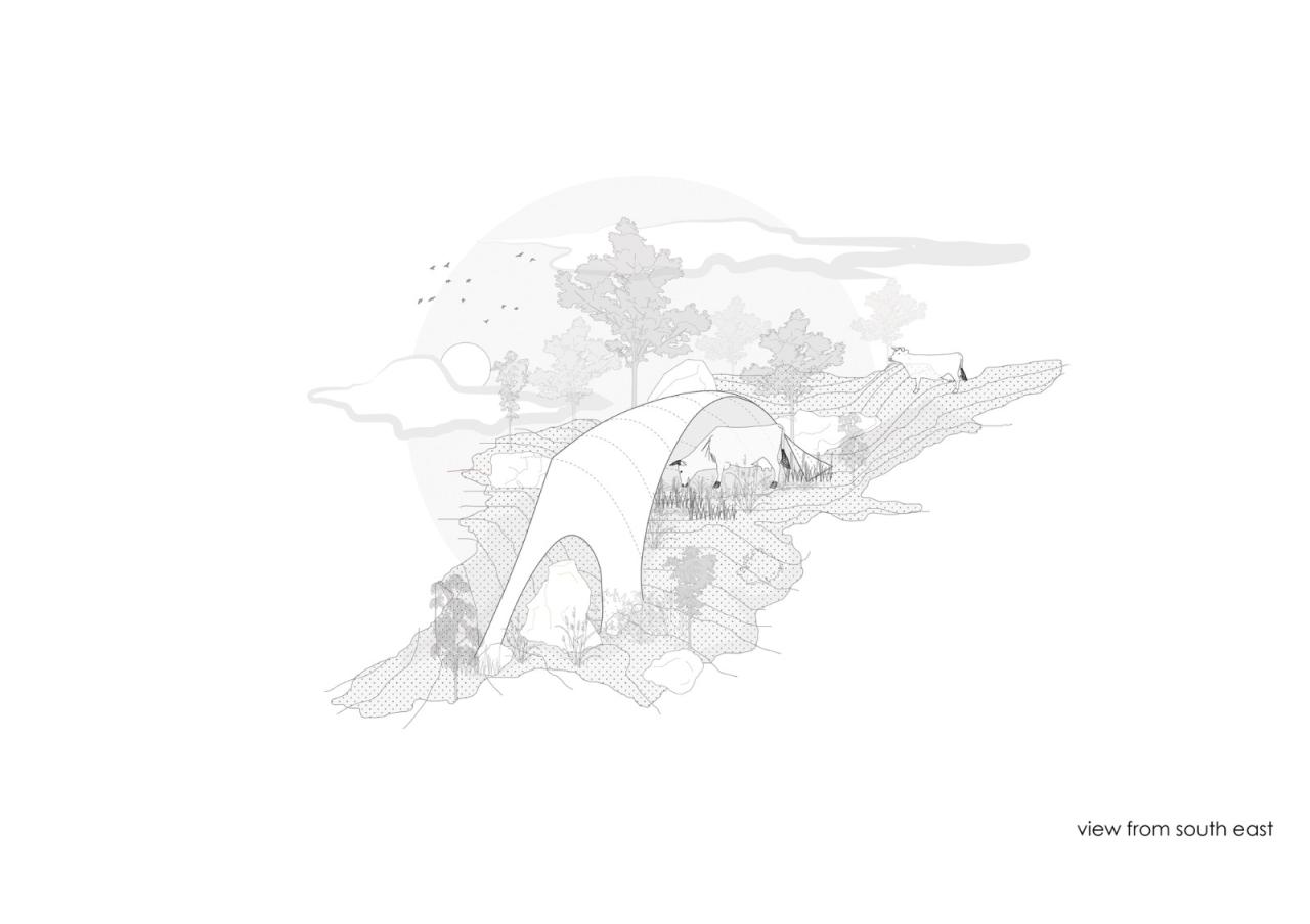 BIM建筑|薄壳拱顶结构牛棚 / Rnd Earth