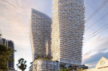 BIM建筑|奥达工作室设计用钢网包裹的锥形摩天大楼-BIM建筑网