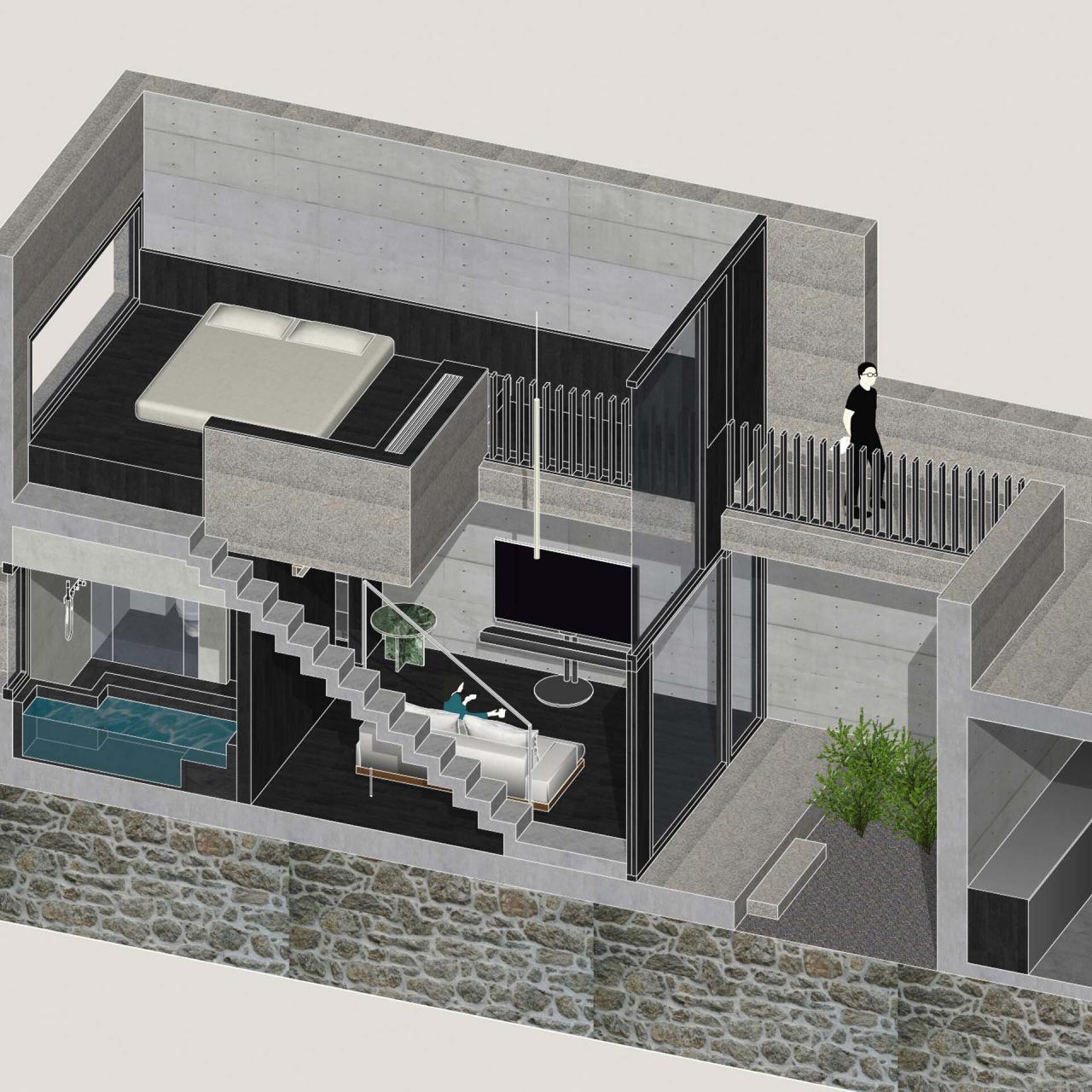 BIM建筑|一山间慢院：长城下的桥 / 叙事空间建筑事务所