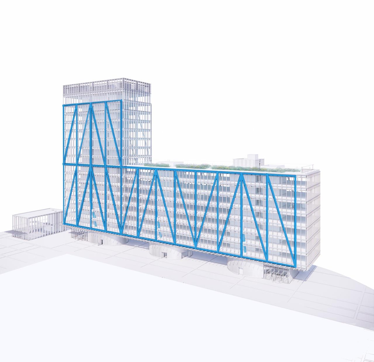 BIM建筑|蓝色‘骨头’，EXO 办公大楼 / Shay Cleary Architects