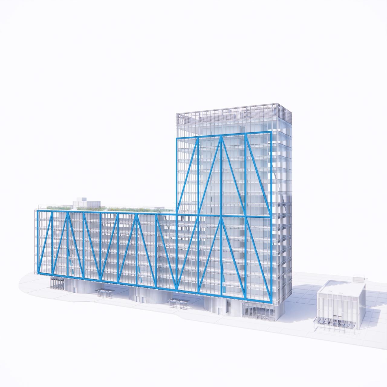 BIM建筑|蓝色‘骨头’，EXO 办公大楼 / Shay Cleary Architects