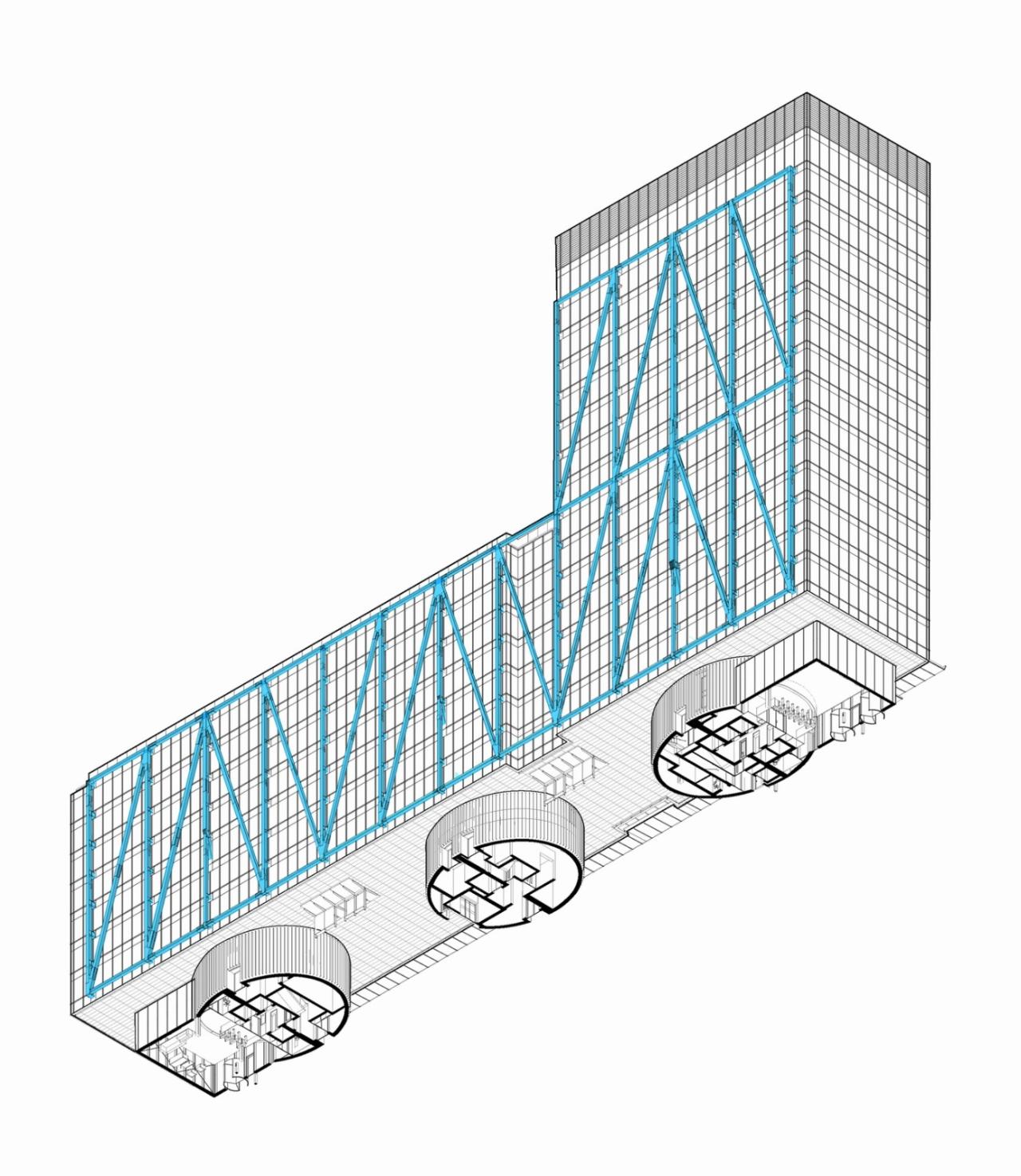BIM建筑|蓝色‘骨头’，EXO 办公大楼 / Shay Cleary Architects
