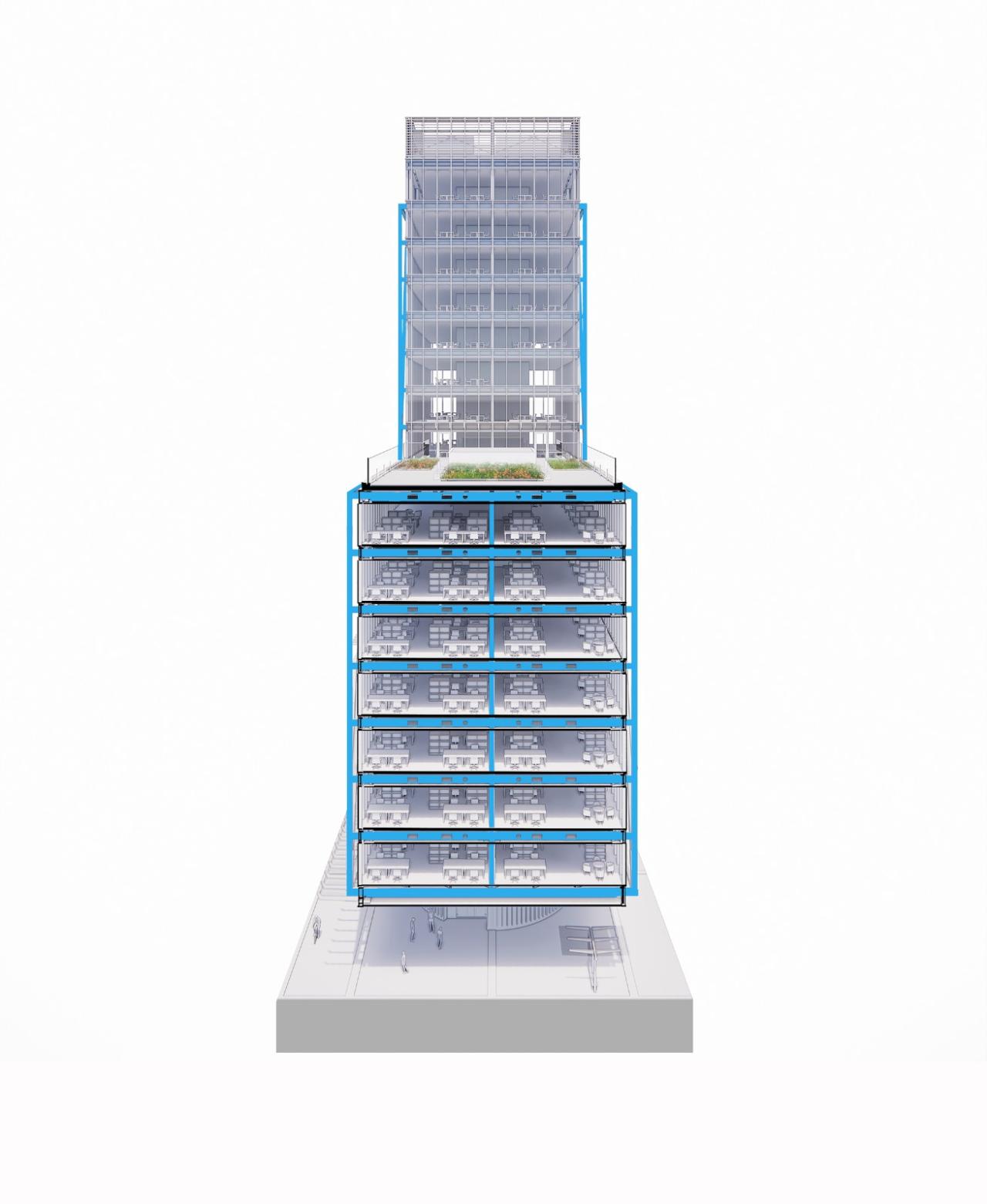 BIM建筑|蓝色‘骨头’，EXO 办公大楼 / Shay Cleary Architects