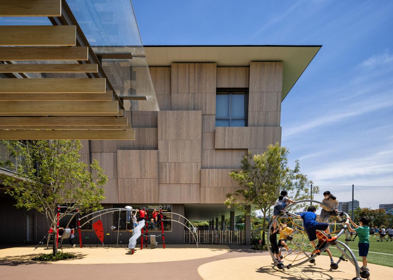 BIM建筑|横滨国际学校，内外均木质饰面 / 大成建设 + 隈研吾建筑都市设计事务所