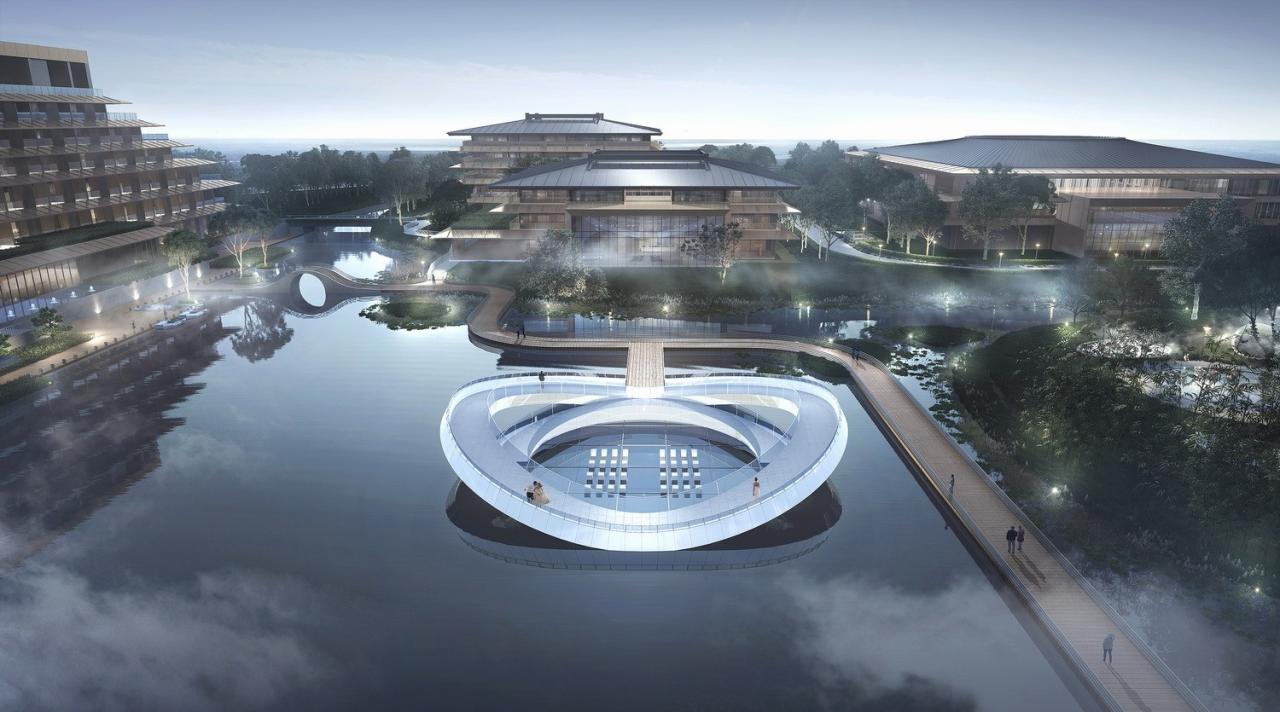 BIM建筑|湿地浮岛·溱湖宾馆 / 简和建筑