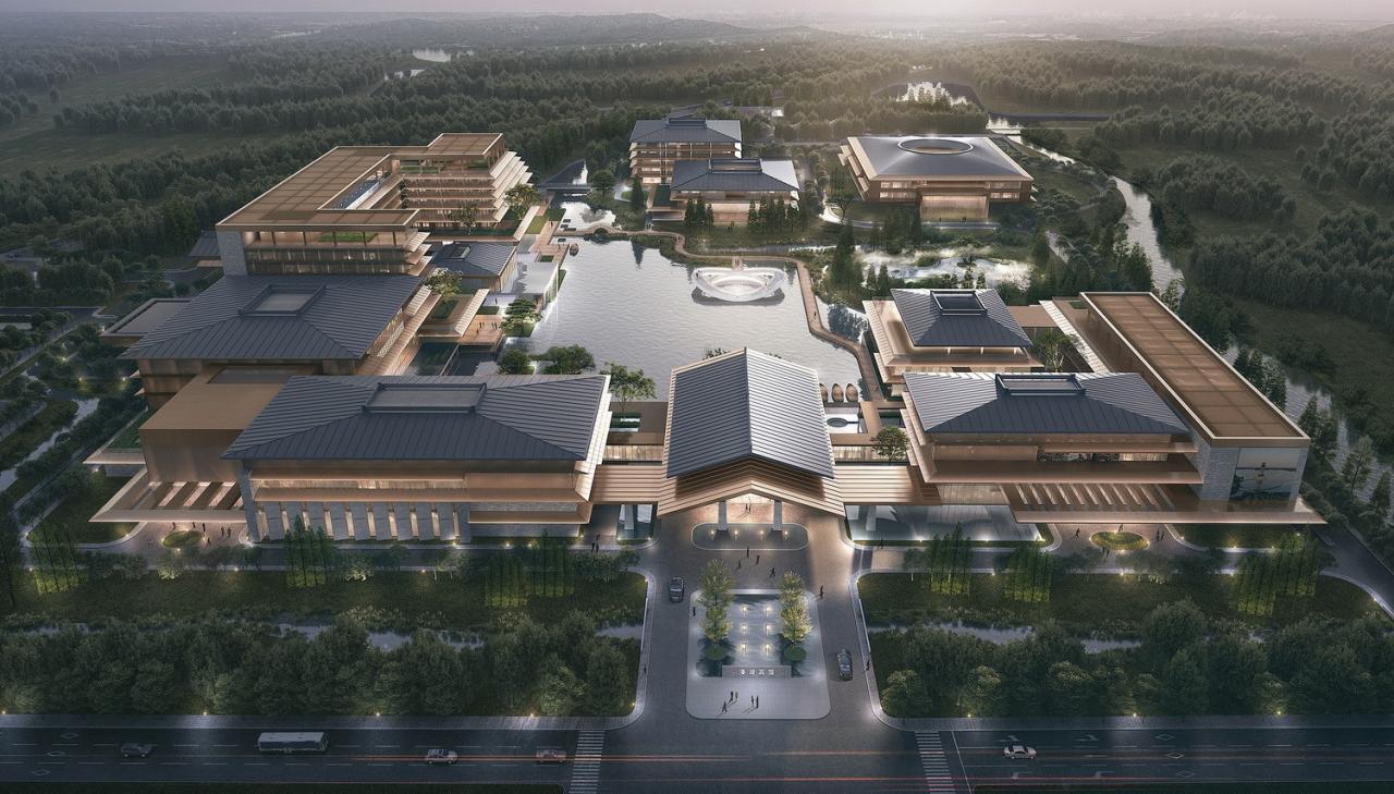 BIM建筑|湿地浮岛·溱湖宾馆 / 简和建筑