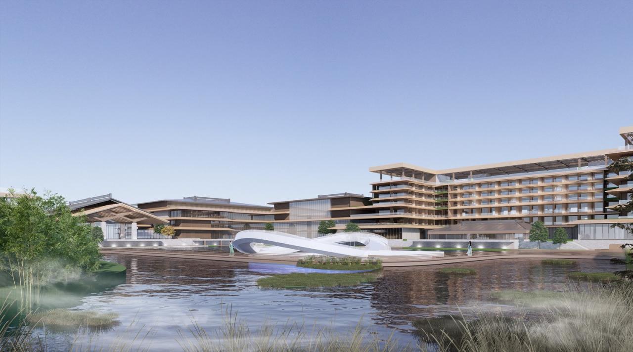 BIM建筑|湿地浮岛·溱湖宾馆 / 简和建筑