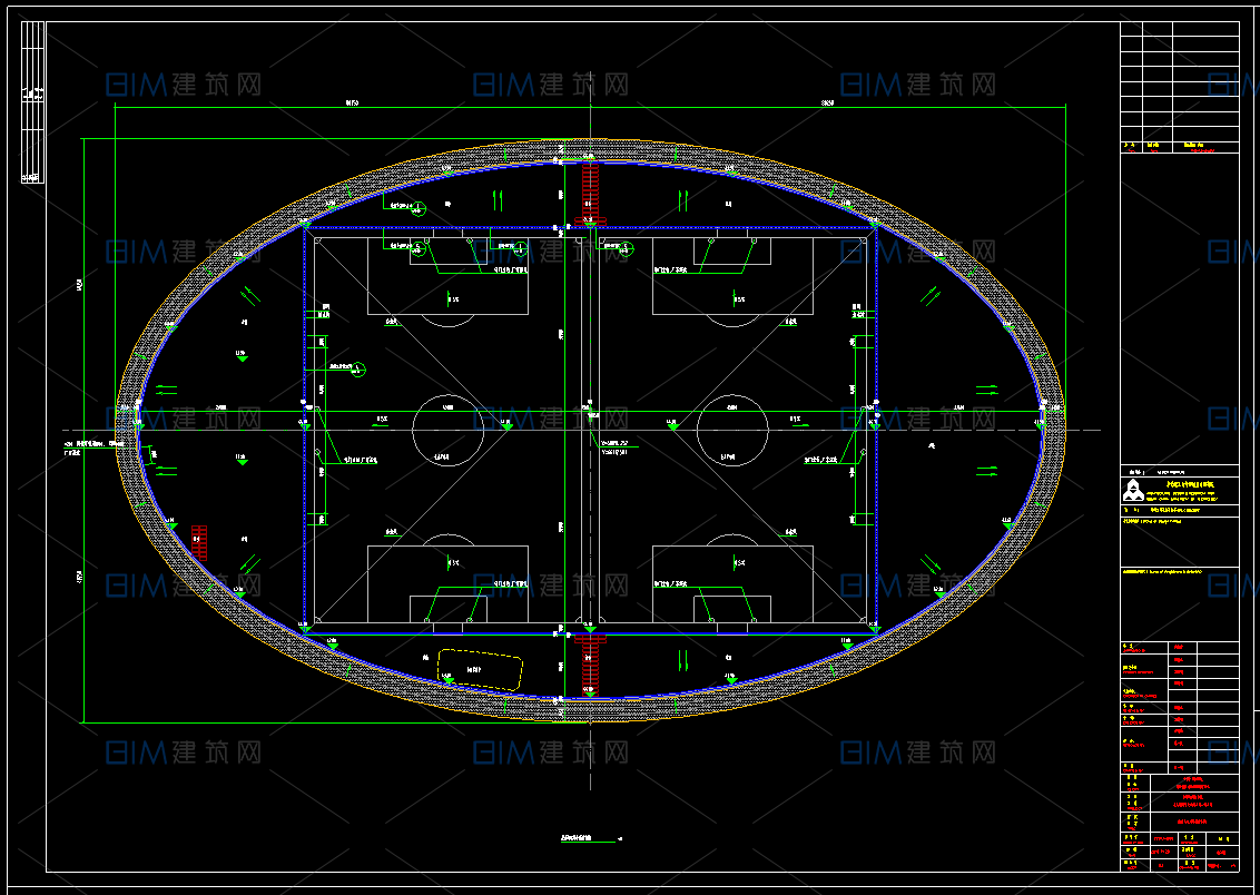 4套足球场项目设计CAD图纸5人制7人制11人制足球场设计DWG施工图
