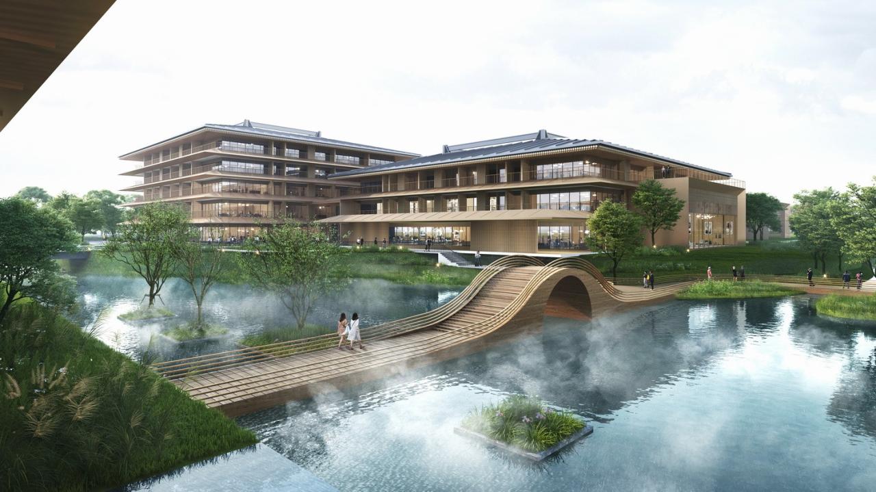 BIM建筑|湿地浮岛·溱湖宾馆 / 简和建筑