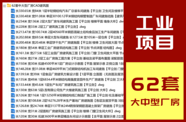 62套工业项目大中型厂房CAD建筑结构施工图DWG图纸-BIM建筑网