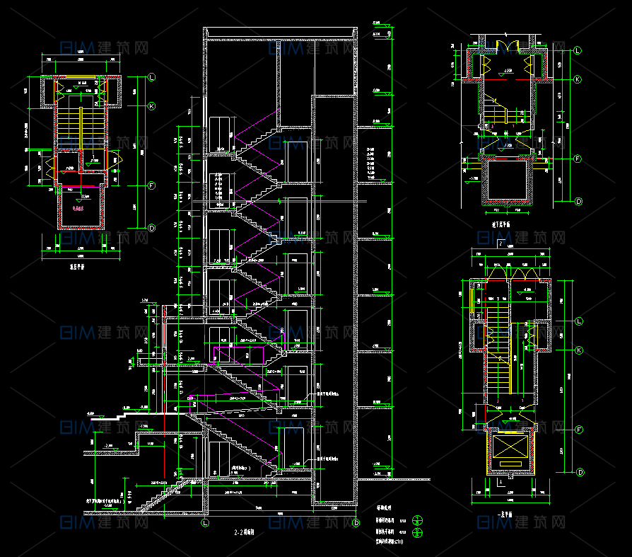 44套楼梯CAD平面图剖面图大样图普通楼梯剪刀梯DWG格式图纸