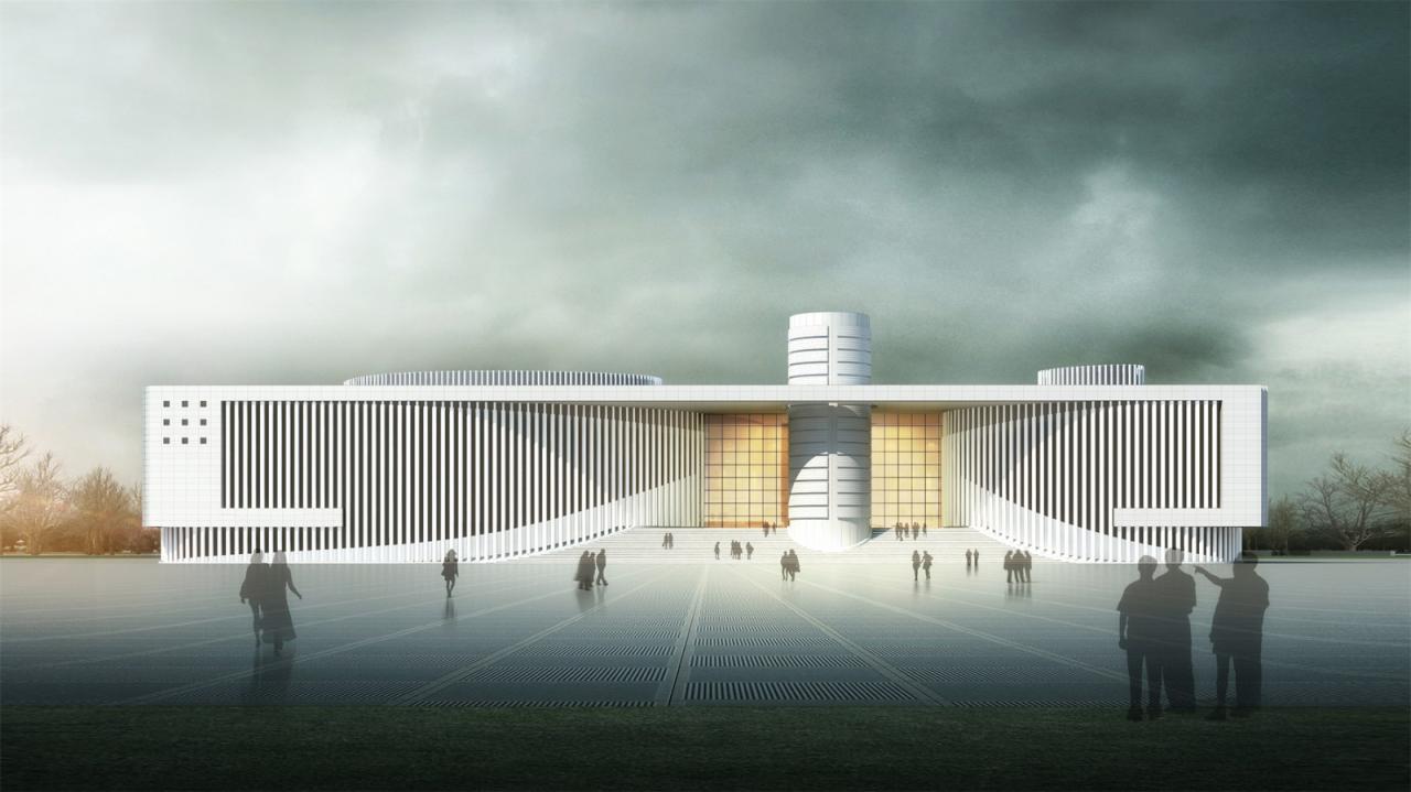 BIM建筑|肥东县大剧院文化馆 / 上海华都建筑规划设计有限公司