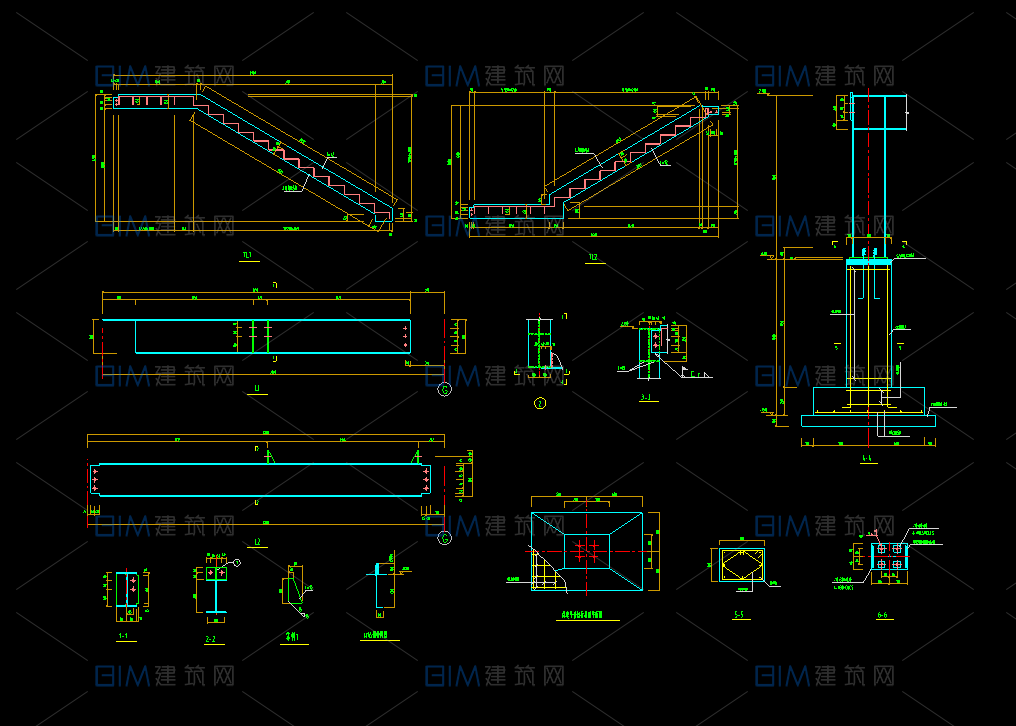 23套钢结构疏散楼梯室外钢梯CAD大样详图DWG格式