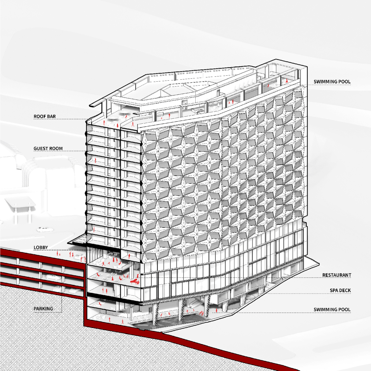 BIM建筑|洛杉矶环球影城希尔顿酒店扩建 / 朱培栋-line+建筑事务所