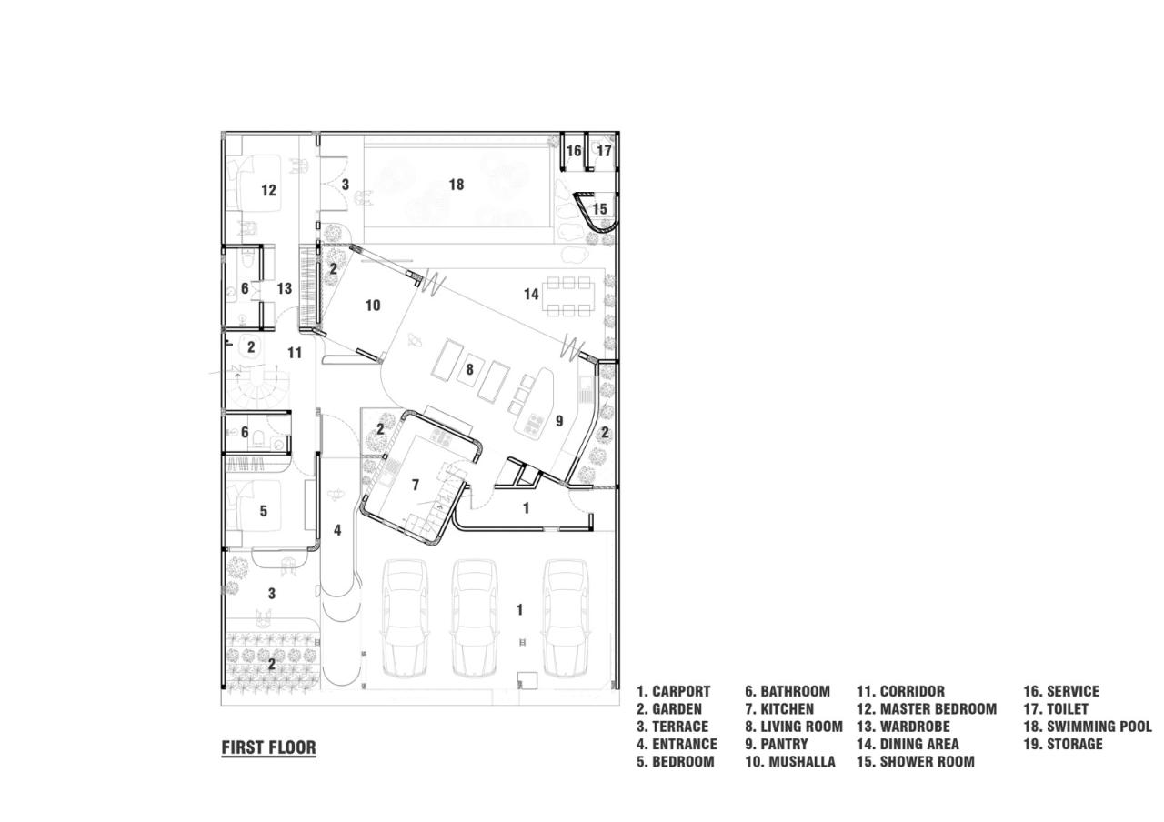 BIM建筑|爪哇屋顶+旋转房间，分心的房子 / Ismail Solehudin Architecture