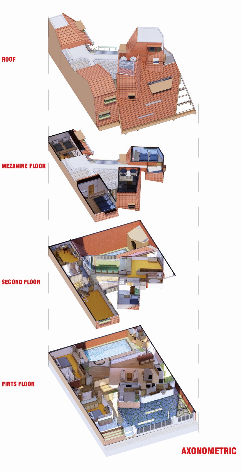 BIM建筑|爪哇屋顶+旋转房间，分心的房子 / Ismail Solehudin Architecture