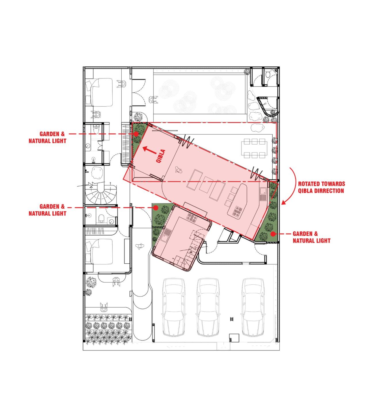 BIM建筑|爪哇屋顶+旋转房间，分心的房子 / Ismail Solehudin Architecture