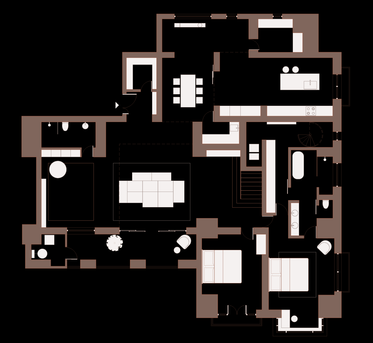 BIM建筑|梧桐树下的420平米复式公寓 :为年轻家庭巧妙创建”视线连通”挑高空间 / 八荒设计