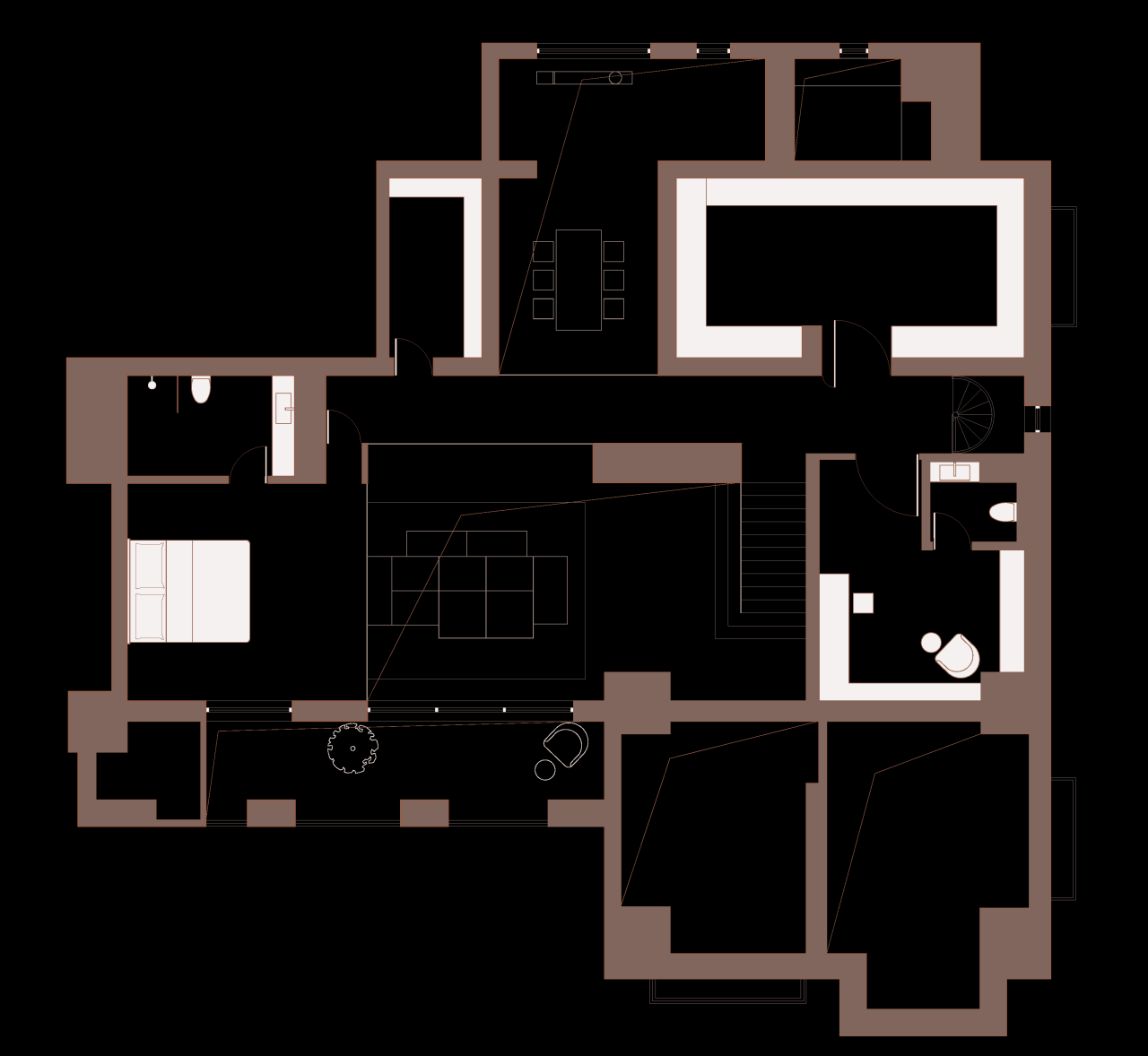 BIM建筑|梧桐树下的420平米复式公寓 :为年轻家庭巧妙创建”视线连通”挑高空间 / 八荒设计