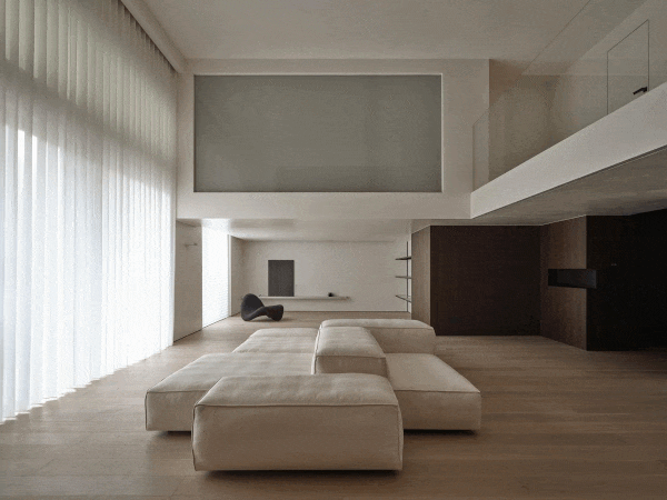 BIM建筑|梧桐树下的420平米复式公寓 :为年轻家庭巧妙创建”视线连通”挑高空间 / 八荒设计