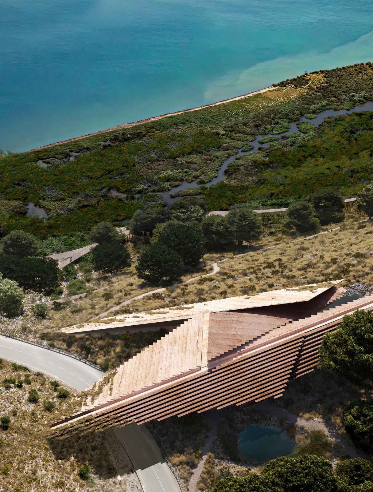 BIM建筑|展开叙事：世界遗产布特林特国家公园游客中心竞赛 / 隈研吾