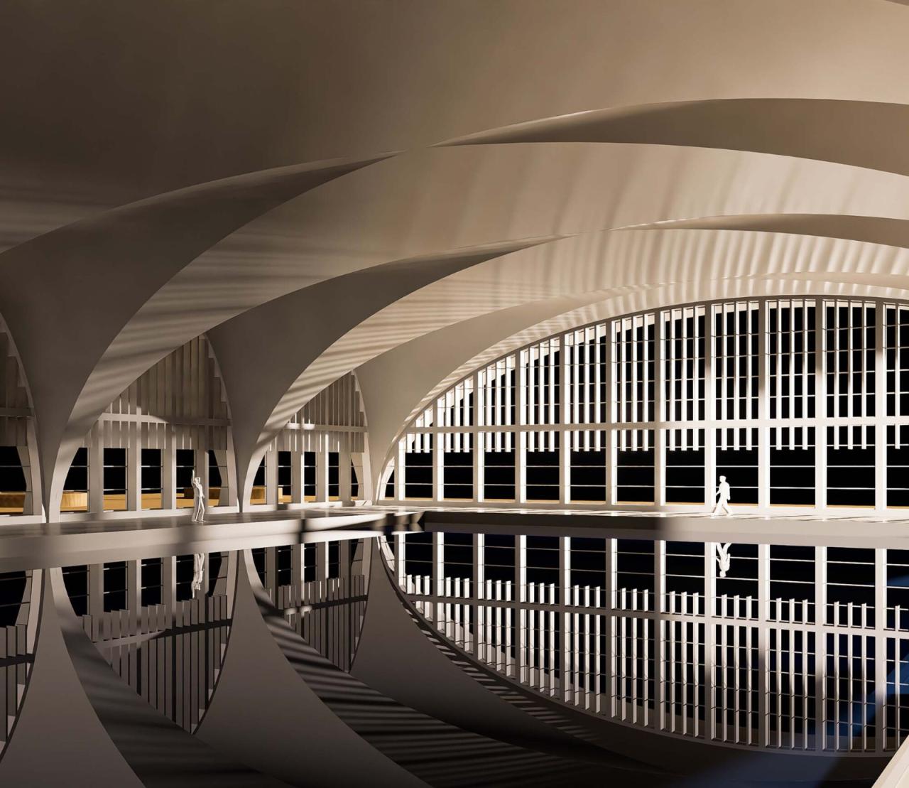 BIM建筑|东南大学游泳馆 / 周琦工作室