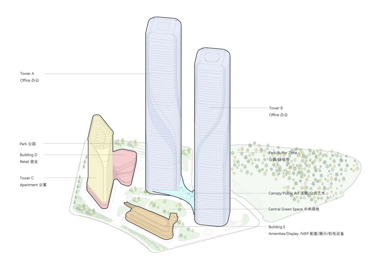 BIM建筑|钱江潮涌：杭州世茂智慧之门超高层城市综合体 / 姜平工作室