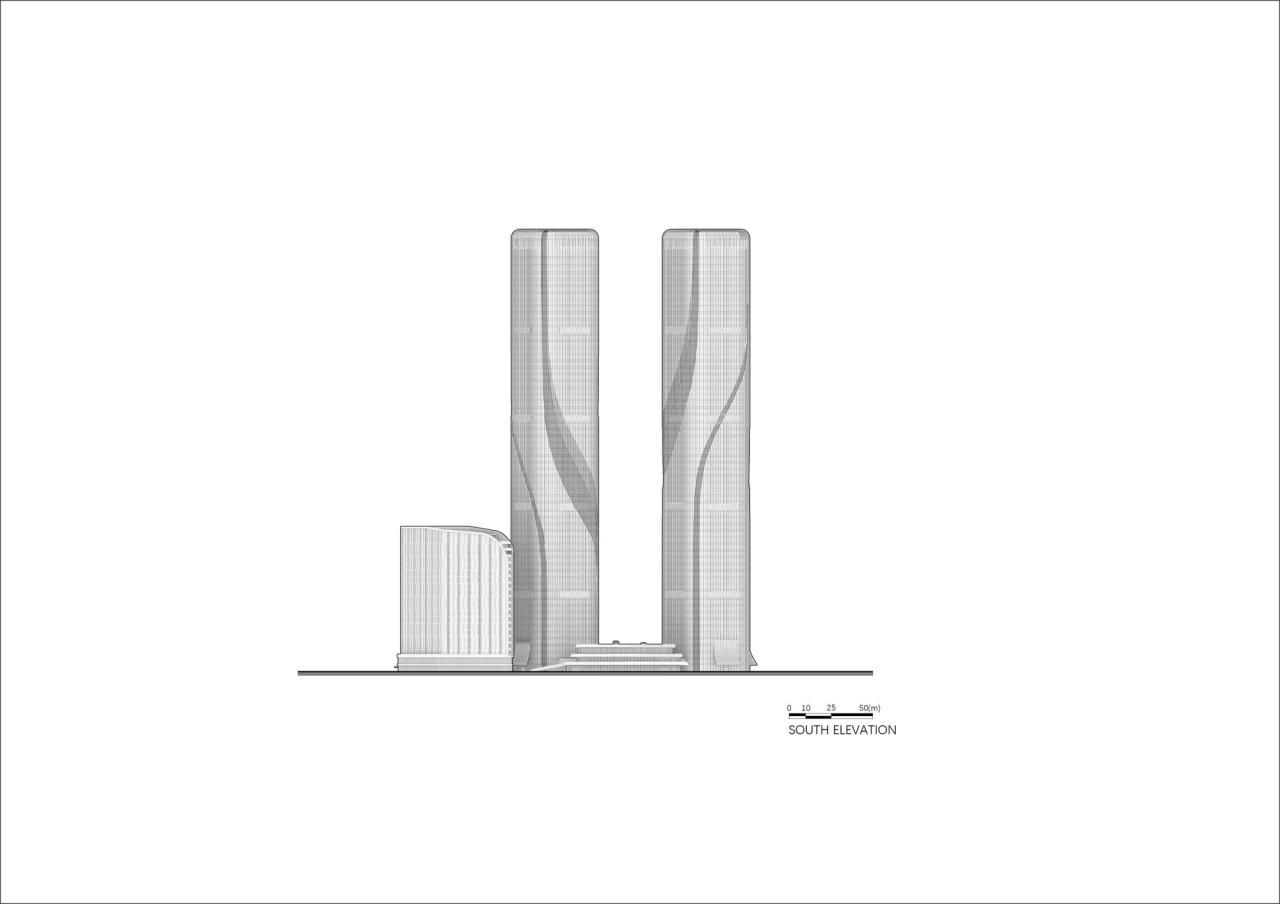 BIM建筑|钱江潮涌：杭州世茂智慧之门超高层城市综合体 / 姜平工作室