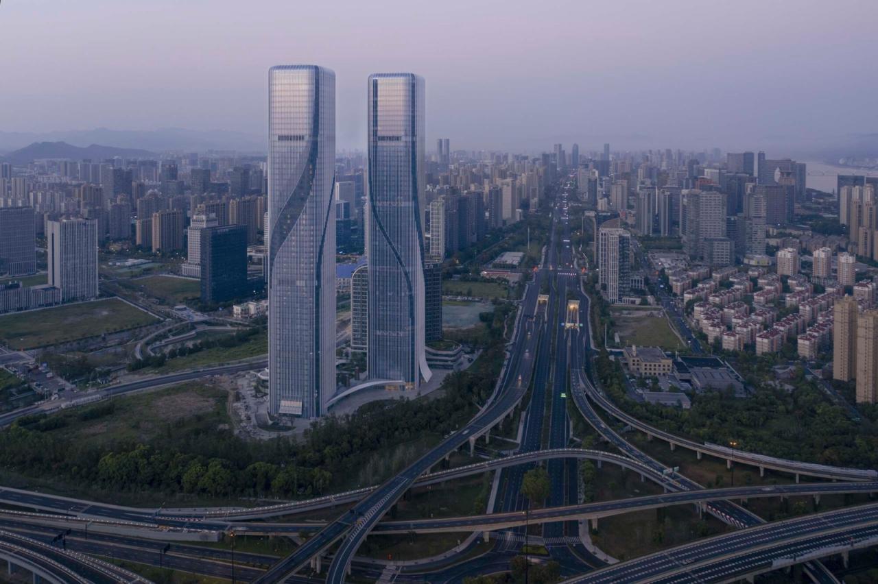 BIM建筑|钱江潮涌：杭州世茂智慧之门超高层城市综合体 / 姜平工作室