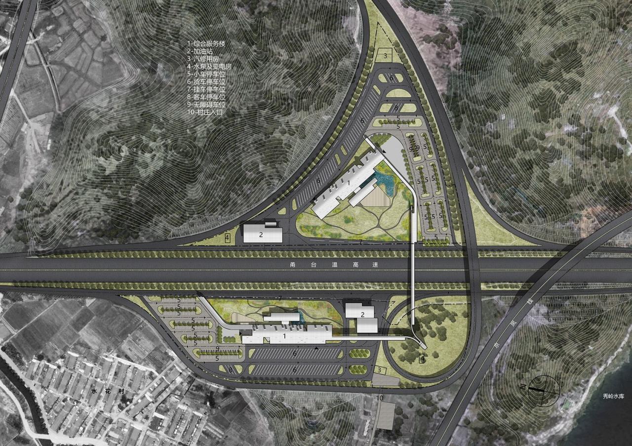 BIM建筑|瞬间公园 INSTANT PARK：甬台温高速公路改扩建工程院桥服务区设计方案 / 也似建筑