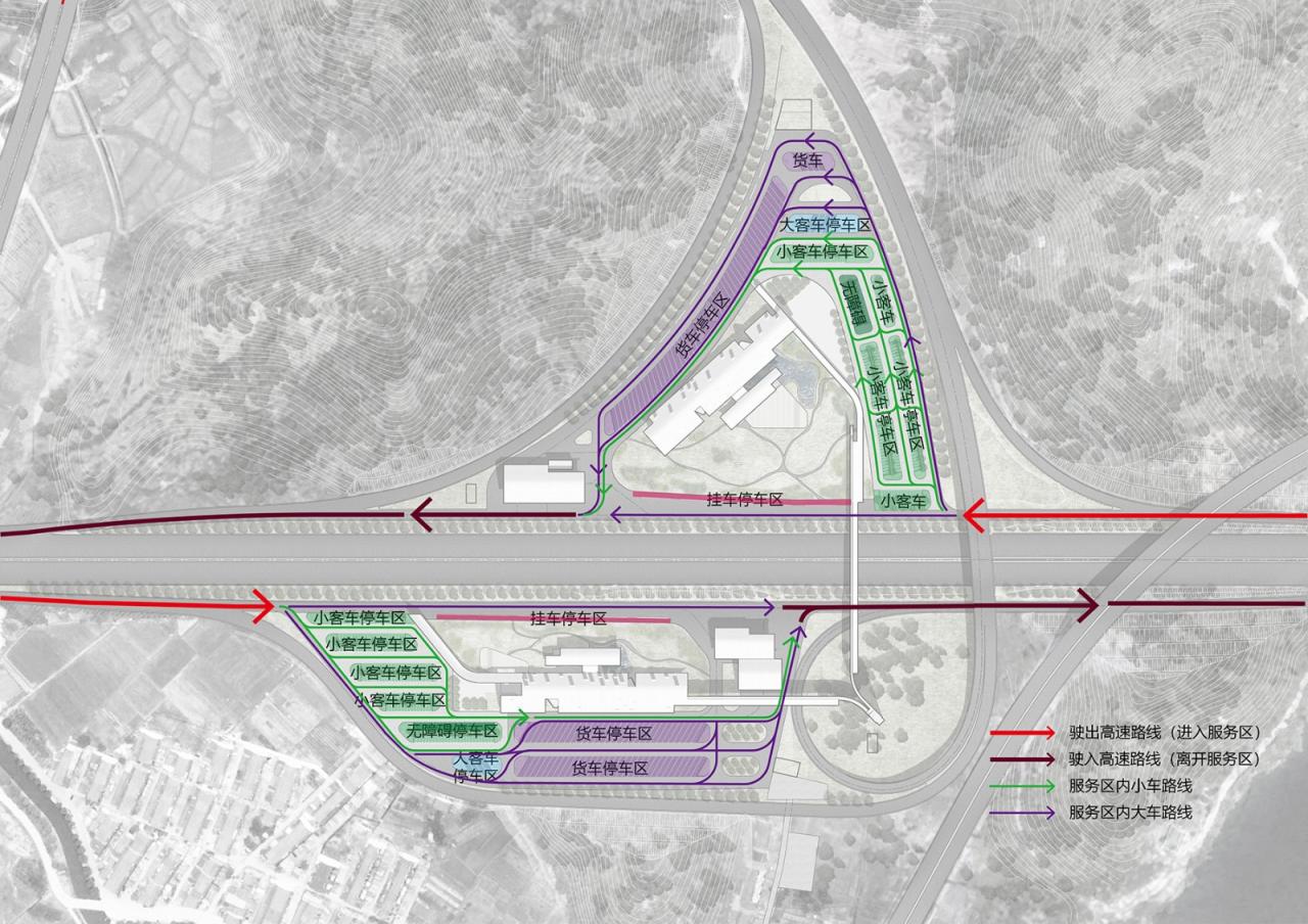 BIM建筑|瞬间公园 INSTANT PARK：甬台温高速公路改扩建工程院桥服务区设计方案 / 也似建筑
