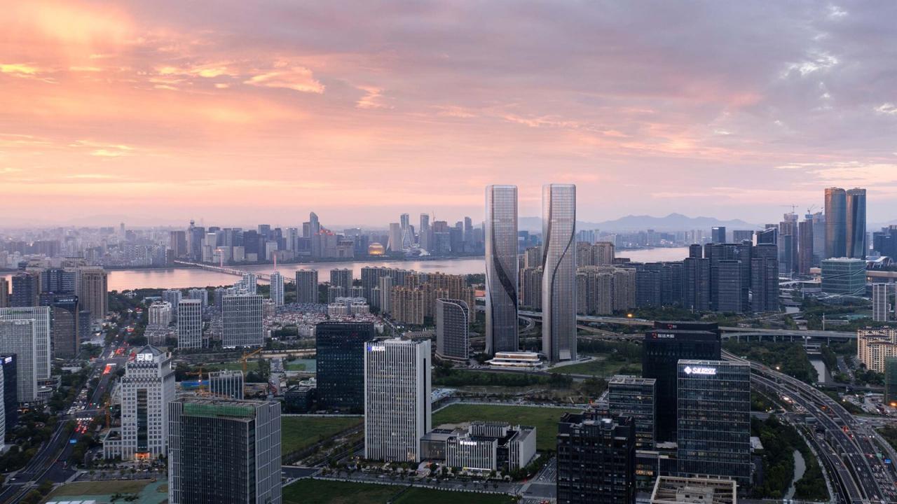 BIM建筑|钱江潮涌：杭州世茂智慧之门超高层城市综合体 / 姜平工作室