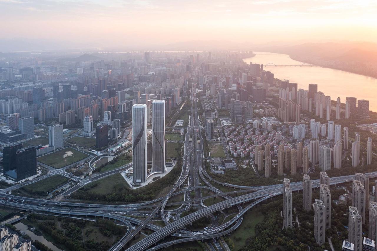 BIM建筑|钱江潮涌：杭州世茂智慧之门超高层城市综合体 / 姜平工作室
