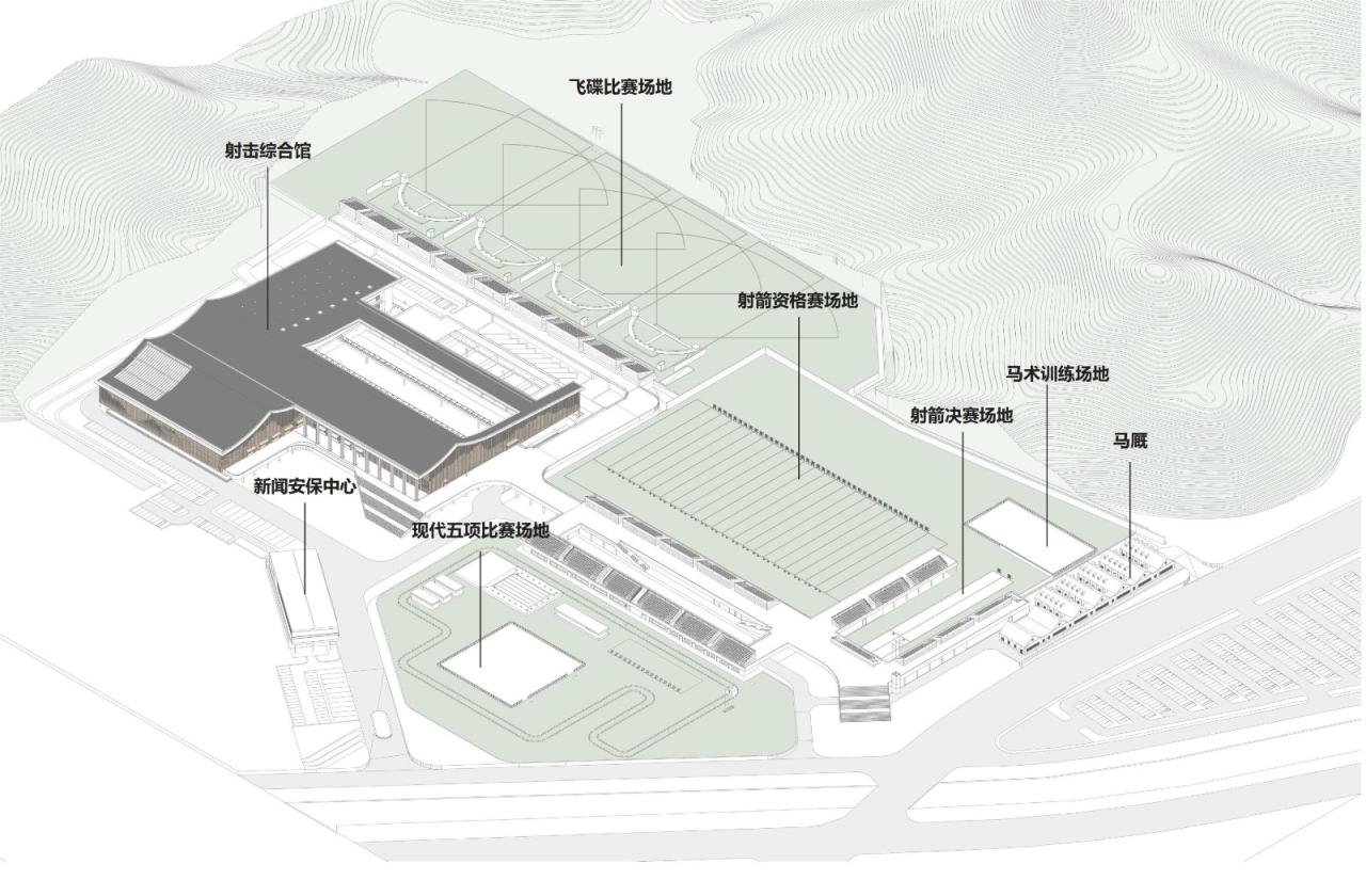 BIM建筑|富阳银湖体育中心:亚运射击射箭现代五项馆 / 浙江大学建筑设计研究院