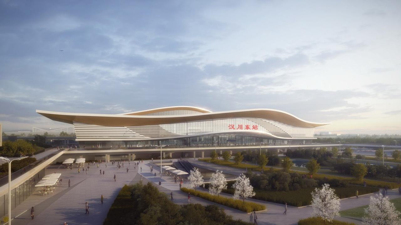 BIM建筑|新建沪渝蓉高铁武宜段——汉川东站 / 中南建筑设计院股份有限公司