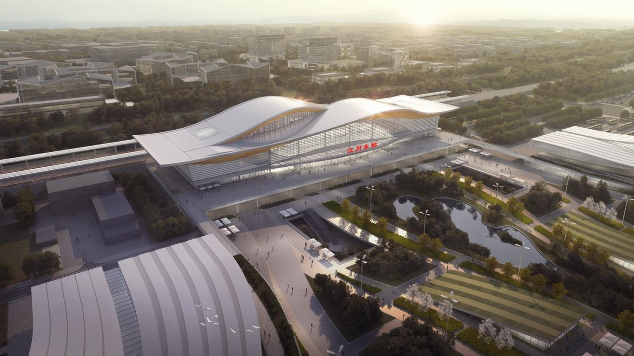 BIM建筑|新建沪渝蓉高铁武宜段——汉川东站 / 中南建筑设计院股份有限公司